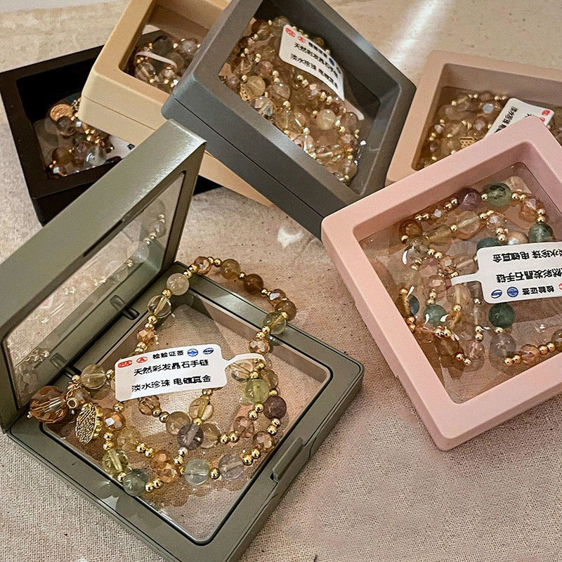Wholesale Pearl Natural Stone Double Wrap Stretch Bracelet