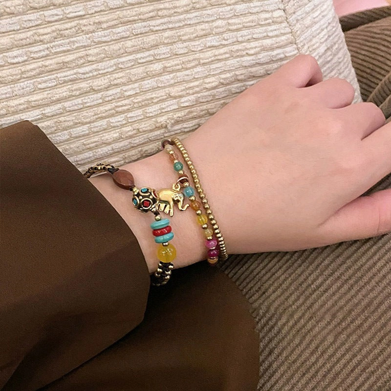 Wholesale Pendant Colorful Beads Braided Rope Bracelet