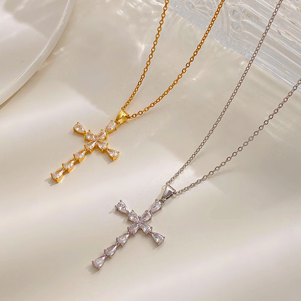 Wholesale Pendant Necklace Women Zircon Water Drop Clavicle Chain Custom