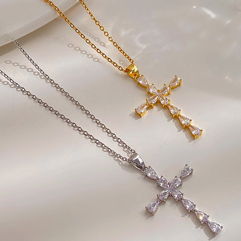 Wholesale Pendant Necklace Women Zircon Water Drop Clavicle Chain Custom