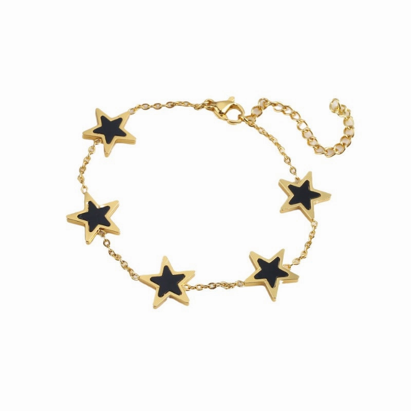 Wholesale Pentagram Shell Acrylic Stainless Steel Asymmetric Creative Bracelet Necklace Set