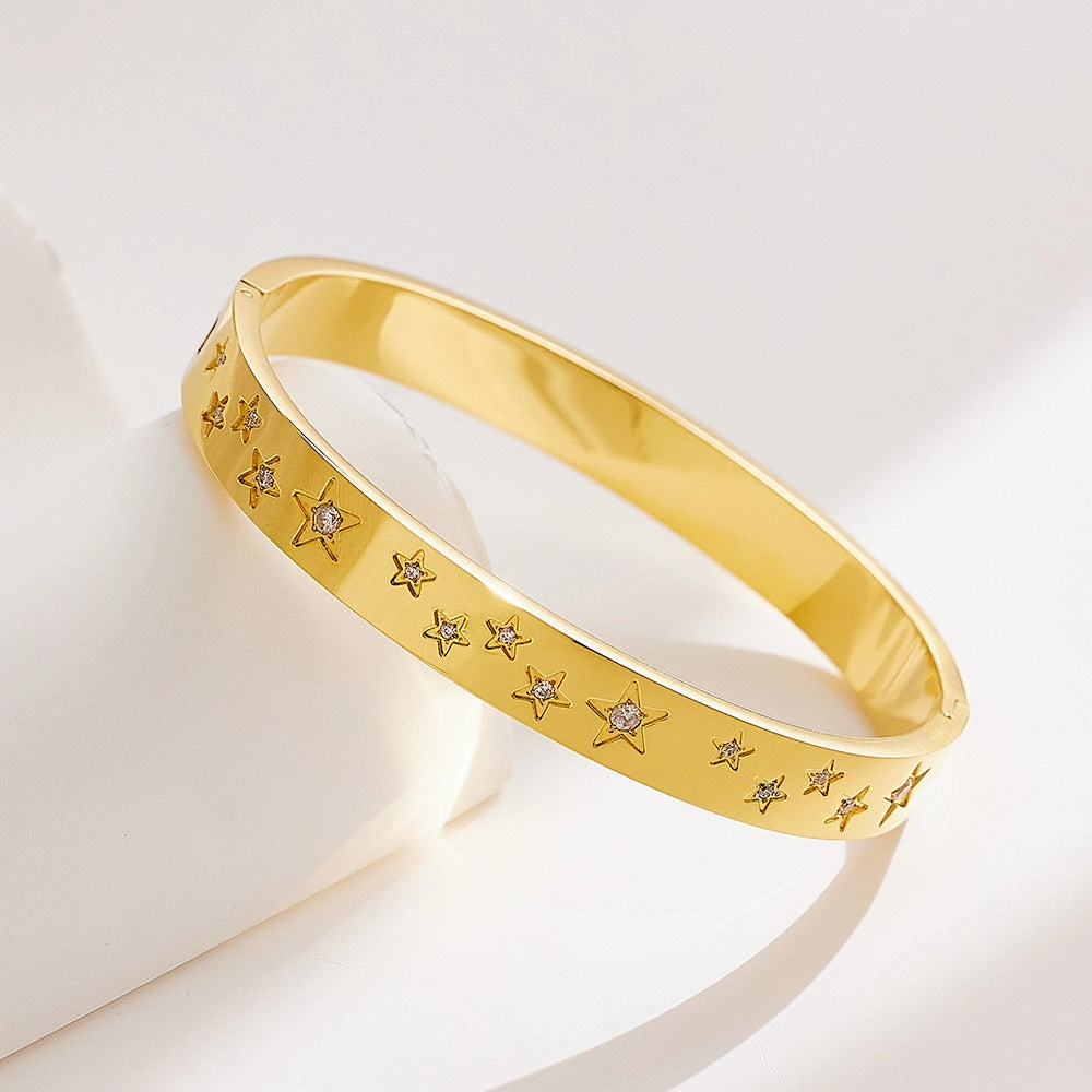 Wholesale Pentagram Zircon Titanium Steel Bracelet