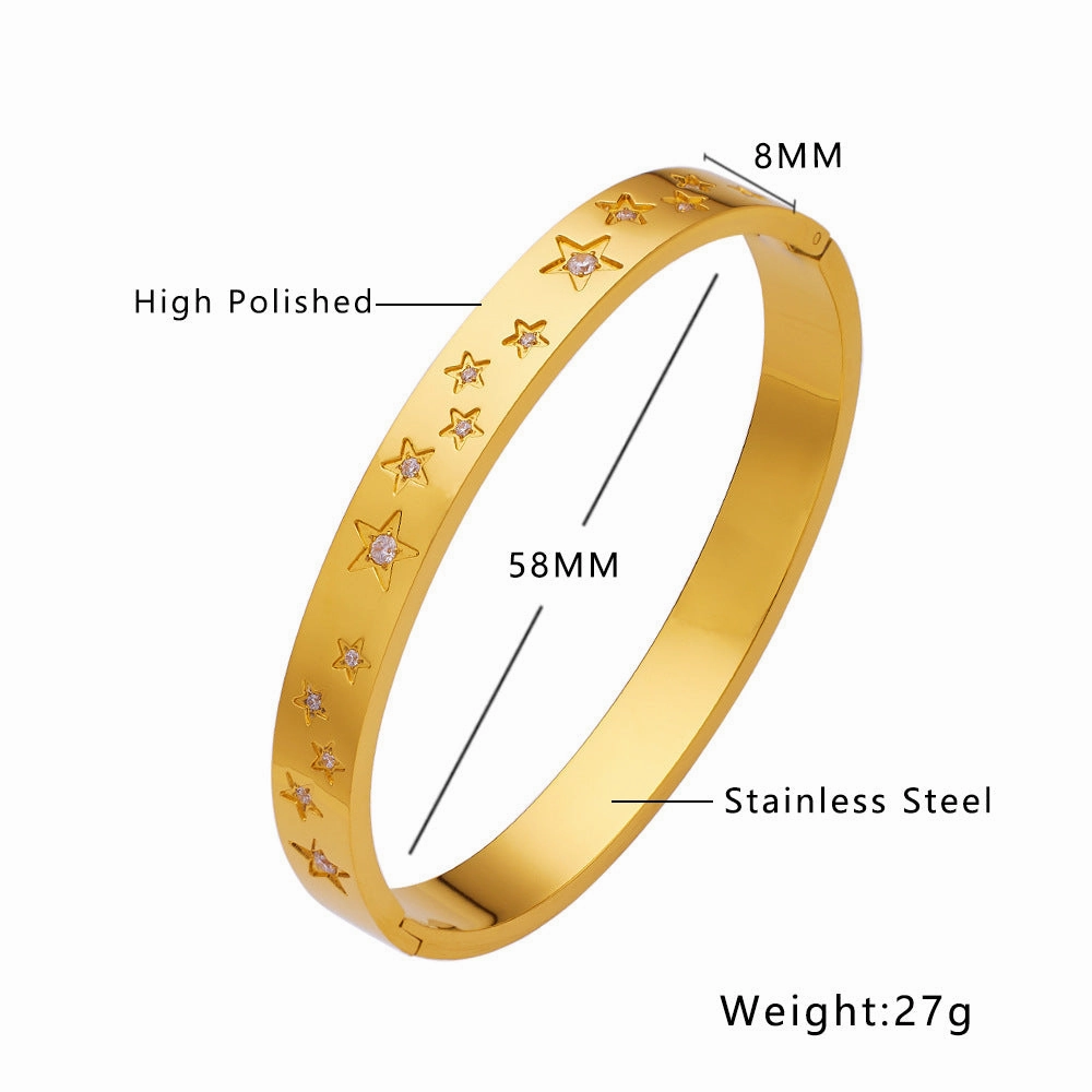 Wholesale Pentagram Zircon Titanium Steel Bracelet