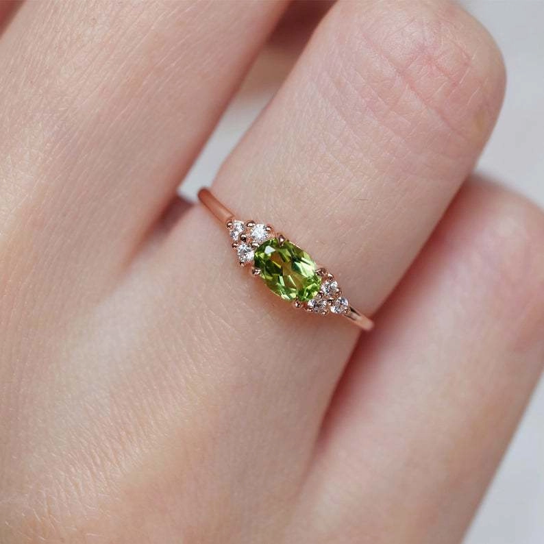 Wholesale Peridot Real Gold Plated Copper Rings