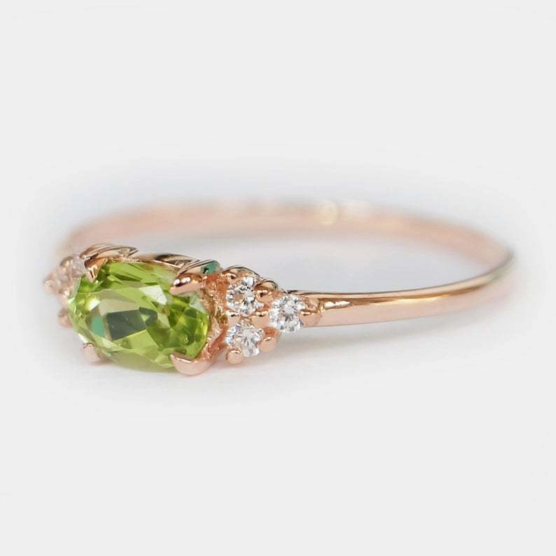 Wholesale Peridot Real Gold Plated Copper Rings