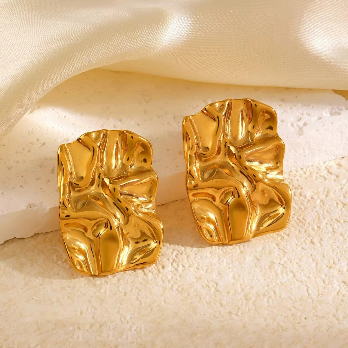 Wholesale Personality 304 Stainless Steel Women Earrings Golden Irregular Oval Earrings Valentine's Day Gift Jewelry