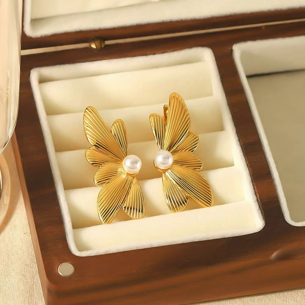 Wholesale Personality 304 Stainless Steel Women Earrings Golden Irregular Oval Earrings Valentine's Day Gift Jewelry