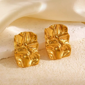 Wholesale Personality 304 Stainless Steel Women Earrings Golden Irregular Oval Earrings Valentine's Day Gift Jewelry