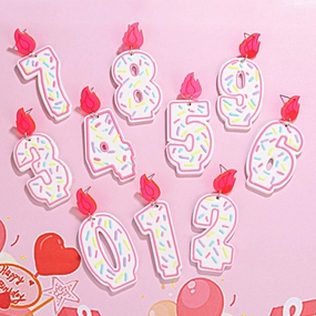 Wholesale personality design single number 0-7 donut birthday candle earrings