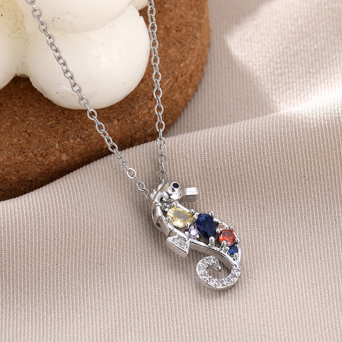 Wholesale Personality Fashion Inlaid with Colorful Zircon Marine Animal Turtle Crab Necklace