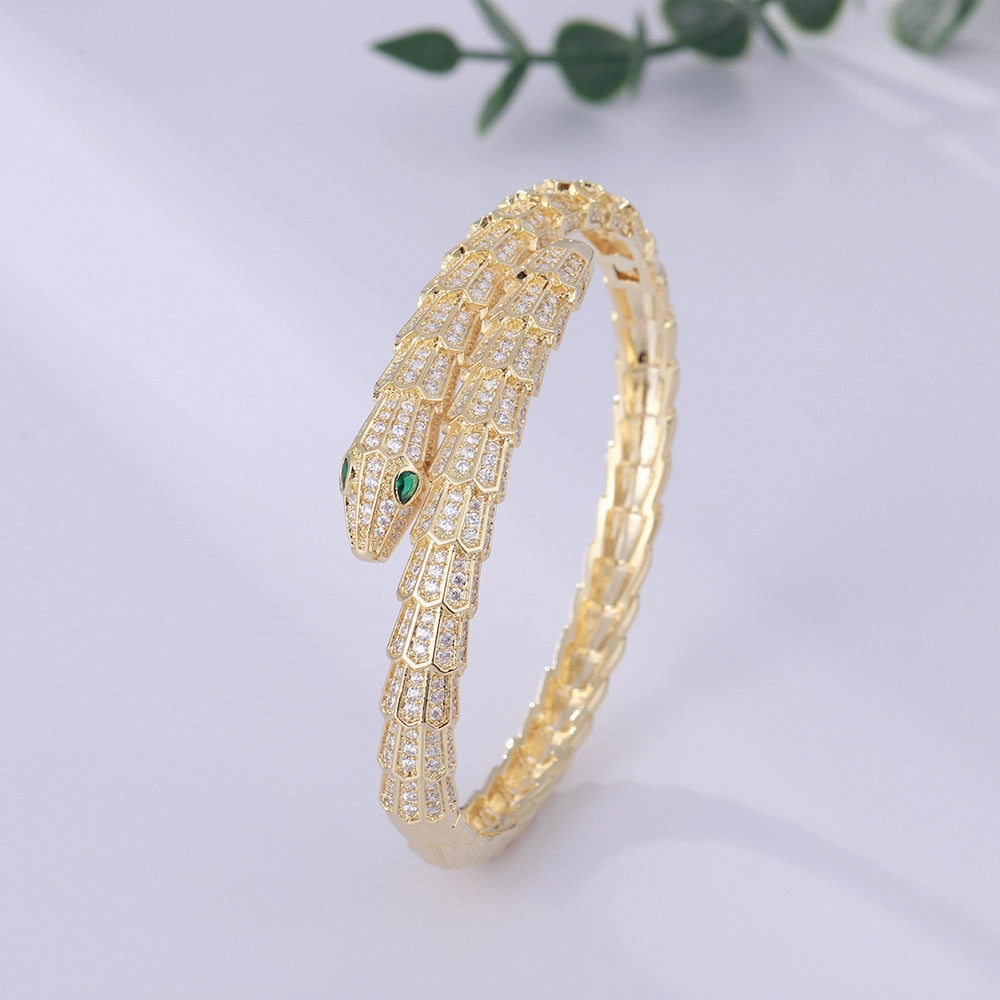 Wholesale  personality green eye snake bracelet