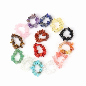 Wholesale Personality Hand-worn Natural Gravel Elastic Ring Women