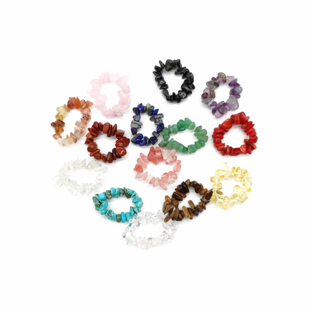 Wholesale Personality Hand-worn Natural Gravel Elastic Ring Women