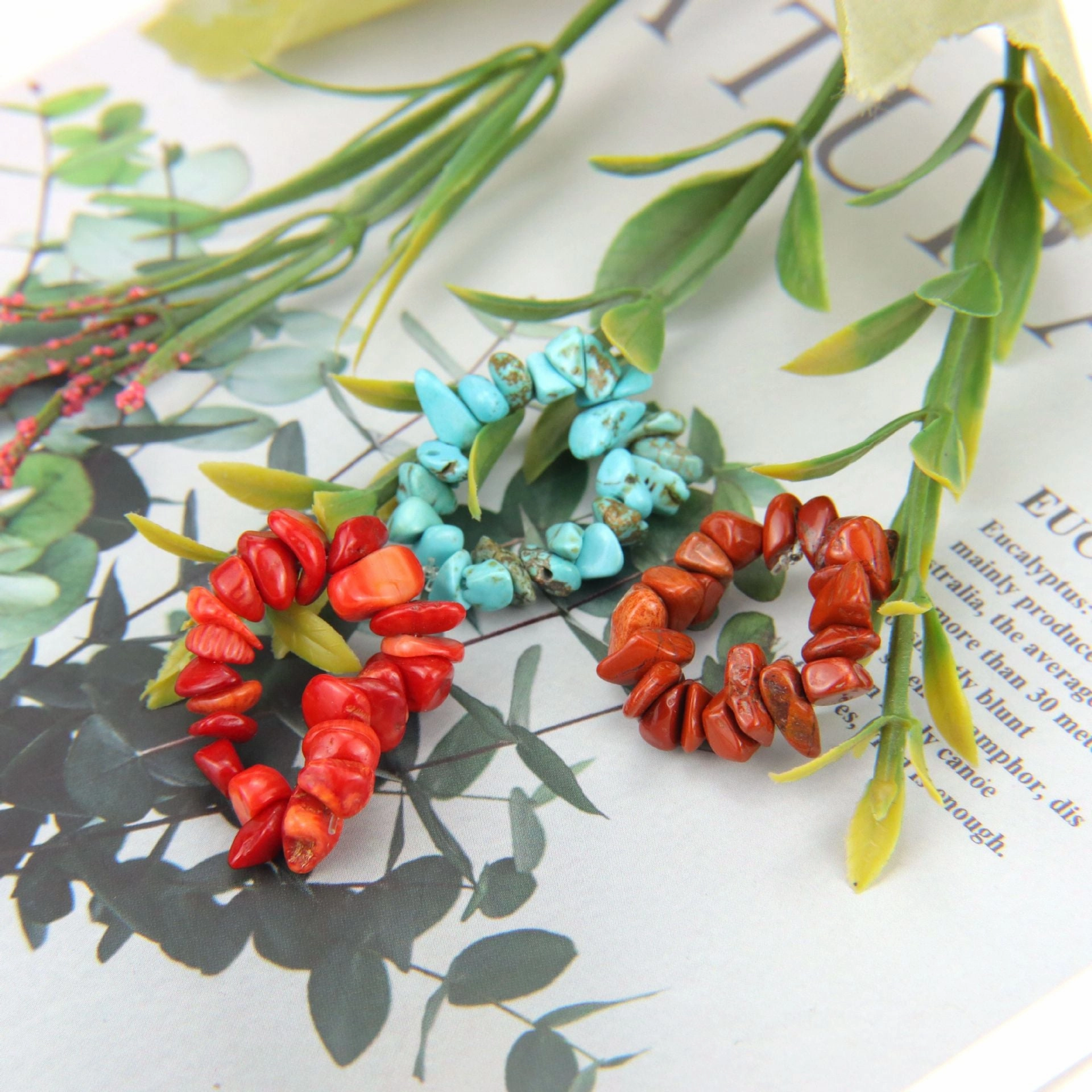 Wholesale Personality Hand-worn Natural Gravel Elastic Ring Women