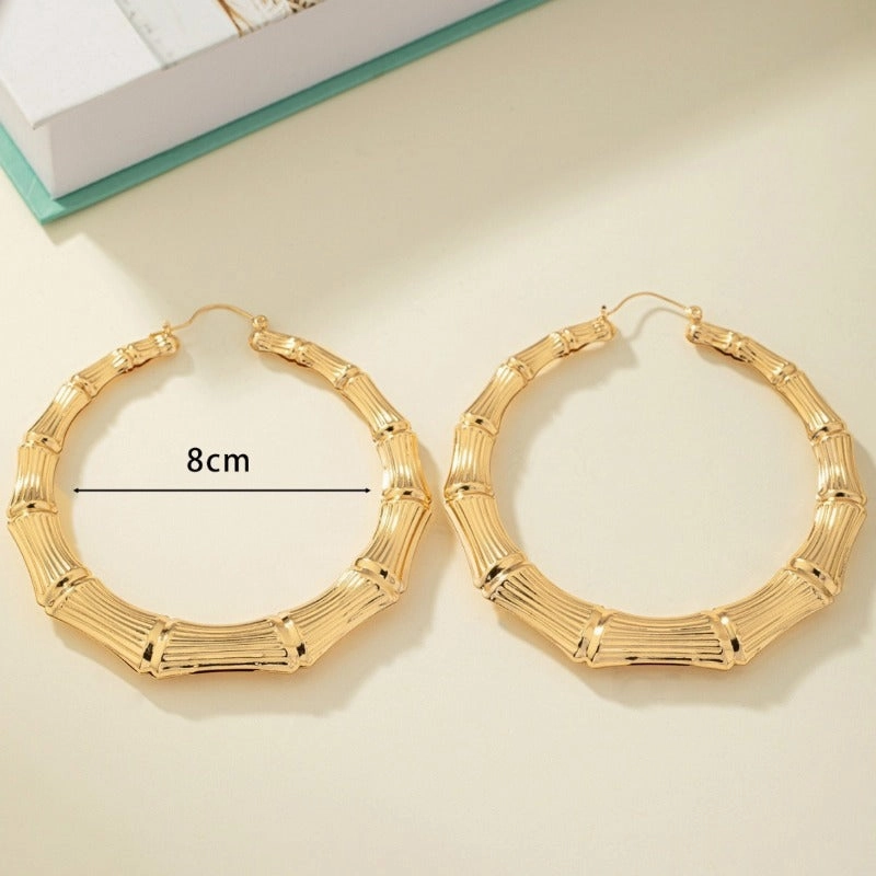 Wholesale Personality Hip-hop Circle Bamboo Exaggerated Design Versatile Niche Earrings