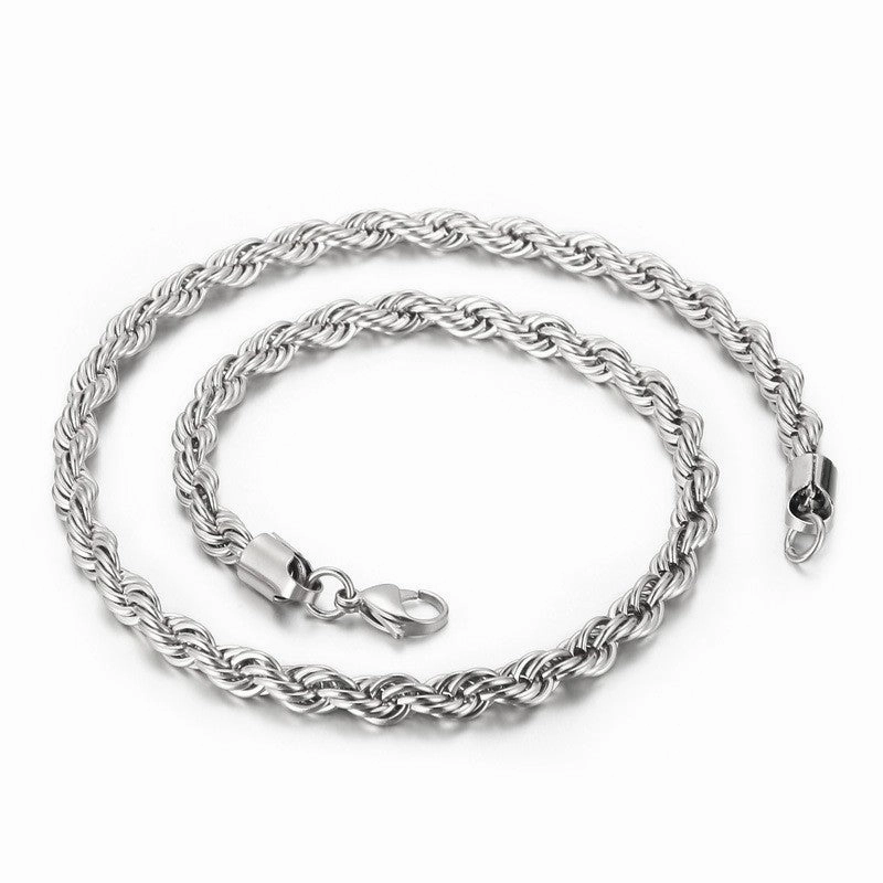 Wholesale Personality Hip-hop Fashion Button Rope Plain Chain Titanium Steel Multi-color Multi-size Necklaces