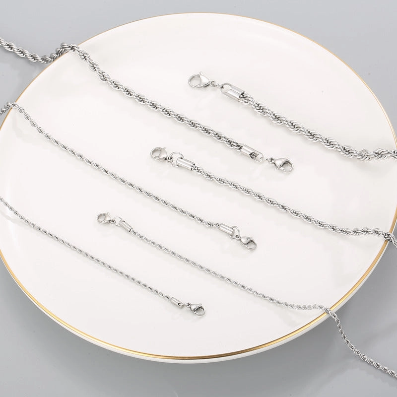 Wholesale Personality Hip-hop Fashion Button Rope Plain Chain Titanium Steel Multi-color Multi-size Necklaces