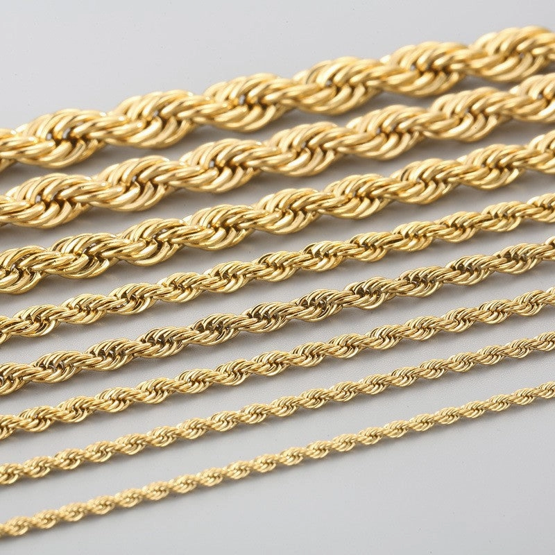 Wholesale Personality Hip-hop Fashion Button Rope Plain Chain Titanium Steel Multi-color Multi-size Necklaces
