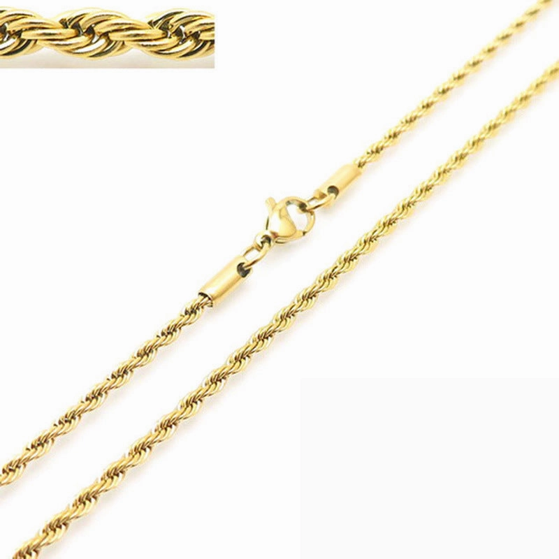 Wholesale Personality Hip-hop Fashion Button Rope Plain Chain Titanium Steel Multi-color Multi-size Necklaces