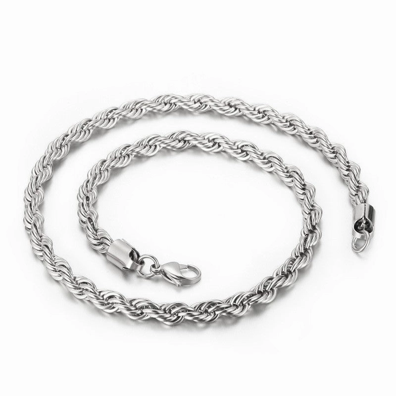 Wholesale Personality Hip-hop Fashion Button Rope Plain Chain Titanium Steel Multi-color Multi-size Necklaces