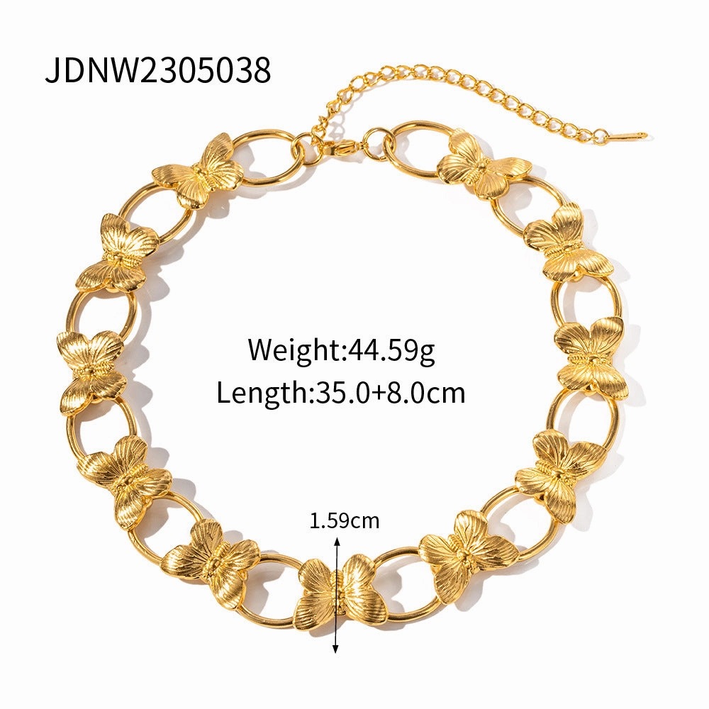 Wholesale Personalized Butterfly Light Luxury Niche High-end Gold Necklace Set