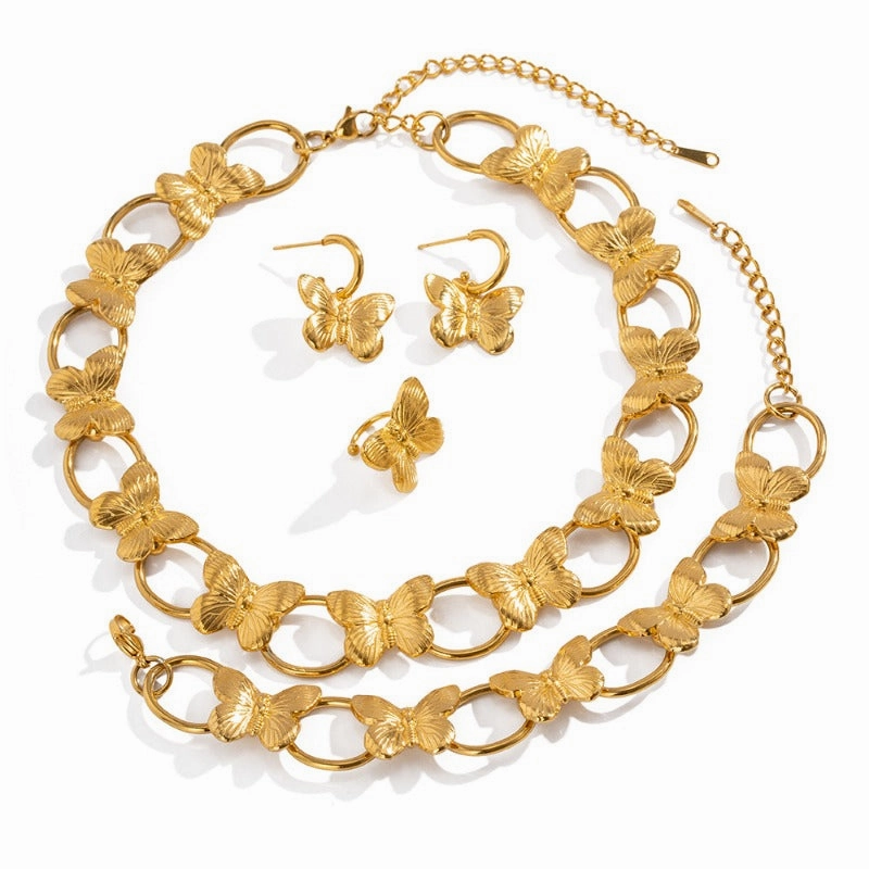 Wholesale Personalized Butterfly Light Luxury Niche High-end Gold Necklace Set