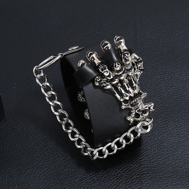 Wholesale Personalized Exaggerated Punk Men's Leather Bracelets