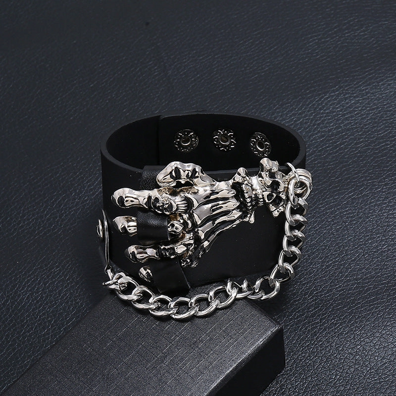 Wholesale Personalized Exaggerated Punk Men's Leather Bracelets