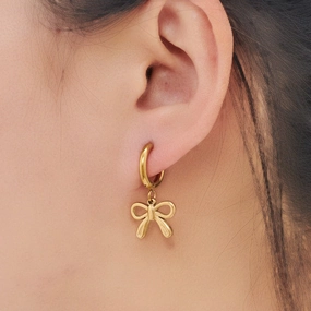 Wholesale Personalized Fashion Stainless Steel Gold Highlights Elegant Earrings