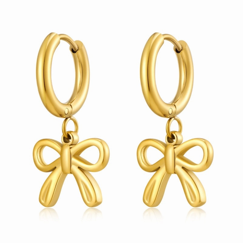 Wholesale Personalized Fashion Stainless Steel Gold Highlights Elegant Earrings