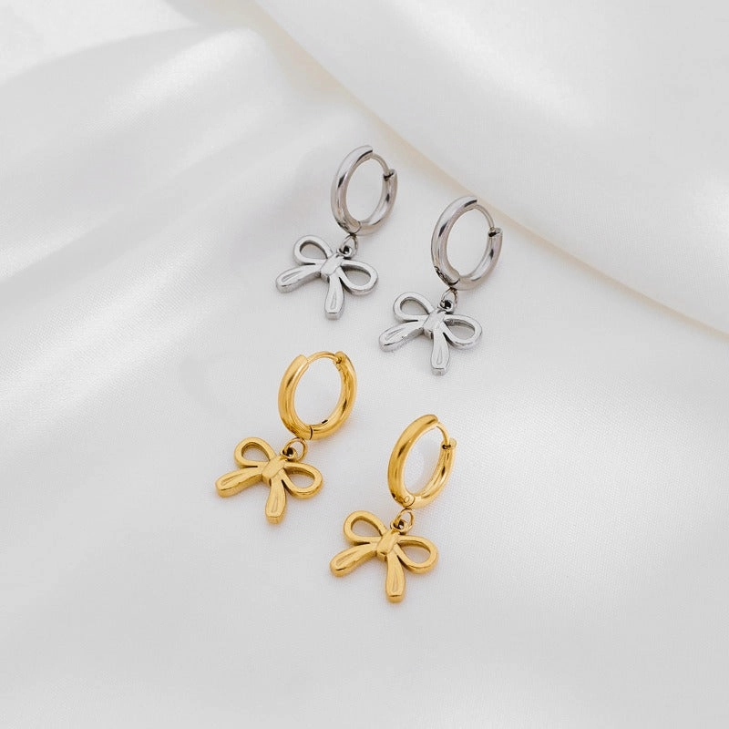 Wholesale Personalized Fashion Stainless Steel Gold Highlights Elegant Earrings