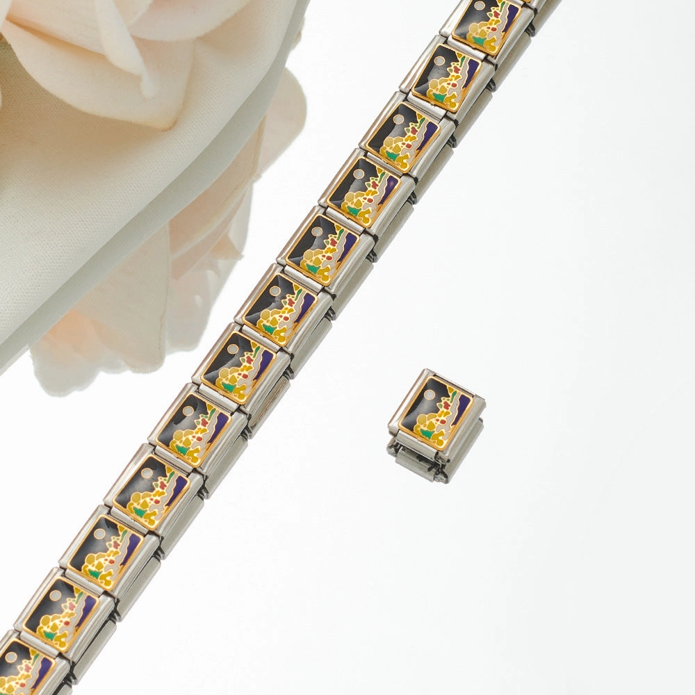 Wholesale Personalized Hand-stitched DIY Pattern Stainless Steel Combination Bracelet