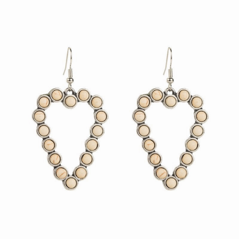 Wholesale Personalized Hollow Heart Exaggerated Turquoise Exquisite Earrings