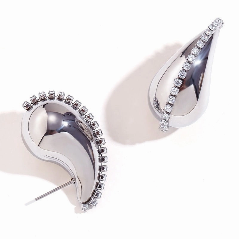 Wholesale Personalized Hollow Stainless Steel Plated 18K Gold Geometric Water Drop Three-dimensional Exaggerated Earrings
