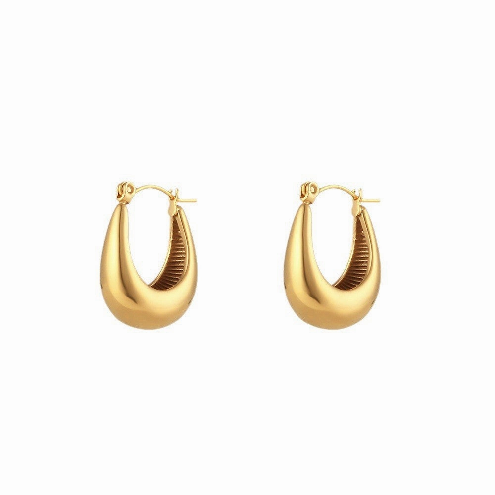 Wholesale Personalized Hollow Stainless Steel Plated 18K Gold Geometric Water Drop Three-dimensional Exaggerated Earrings