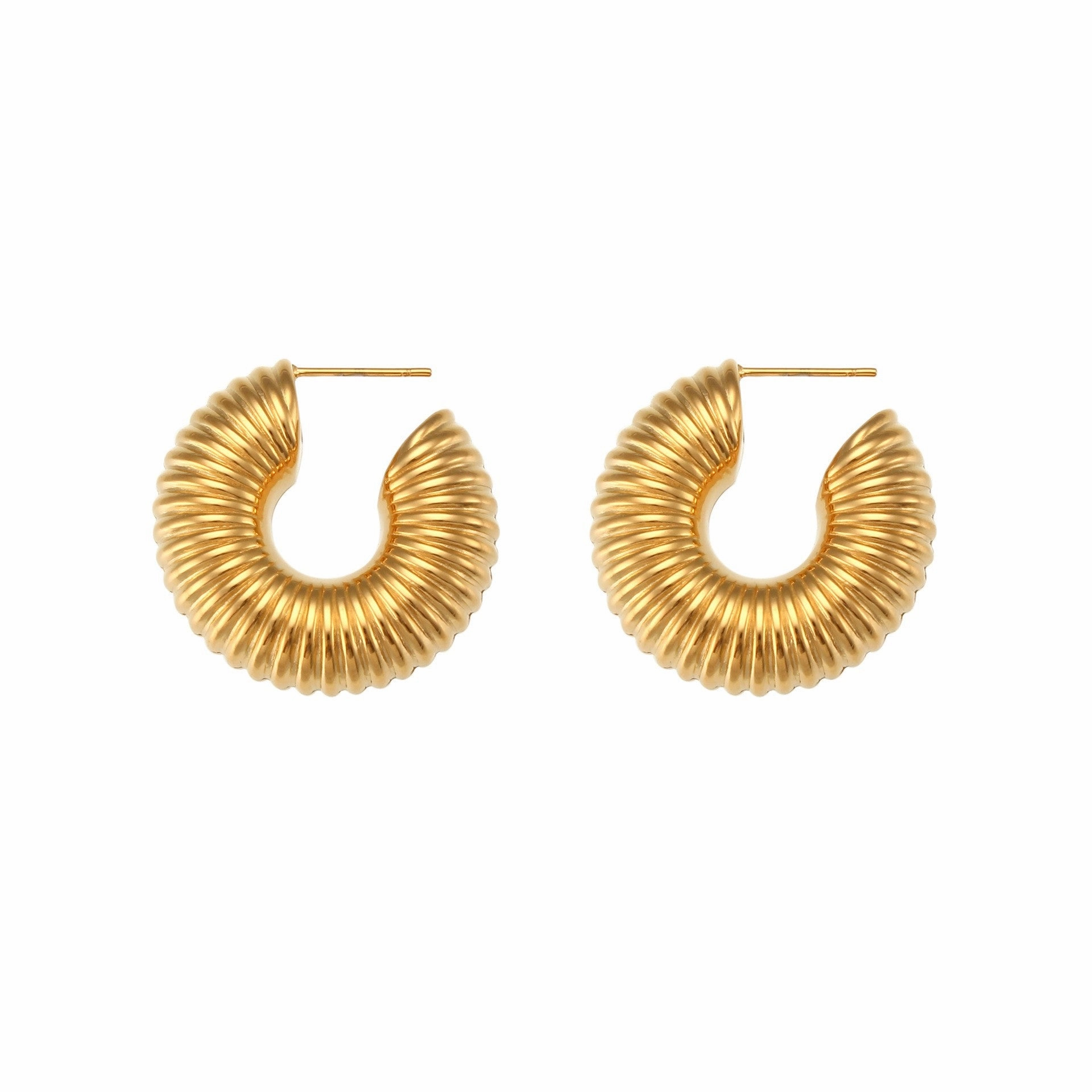 Wholesale Personalized Hollow Stainless Steel Plated 18K Gold Geometric Water Drop Three-dimensional Exaggerated Earrings