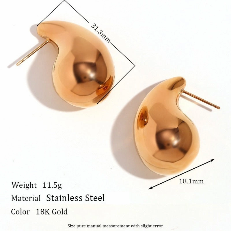 Wholesale Personalized Hollow Stainless Steel Plated 18K Gold Geometric Water Drop Three-dimensional Exaggerated Earrings