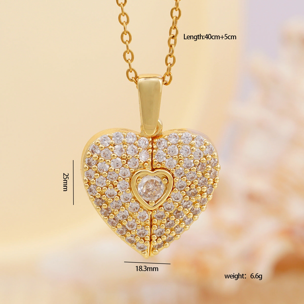Wholesale Personalized opening and closing copper zircon heart-shaped wing clavicle necklace
