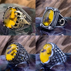 Wholesale Personalized Retro Two tone Black Agate Rings