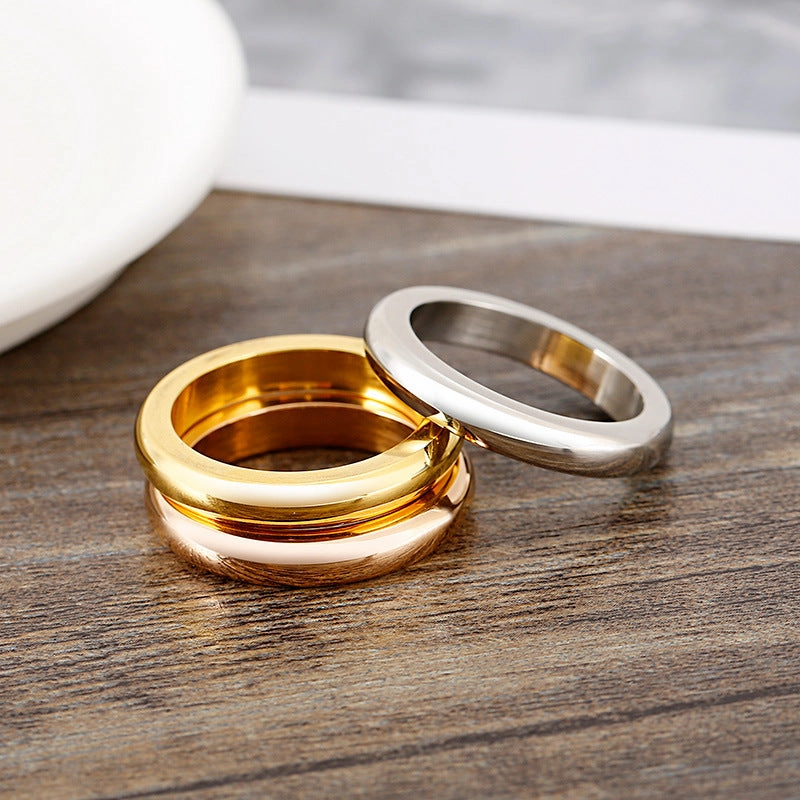 Wholesale Personalized Simple Polished Plain Ring Monochrome Stainless Steel Stacking Rings