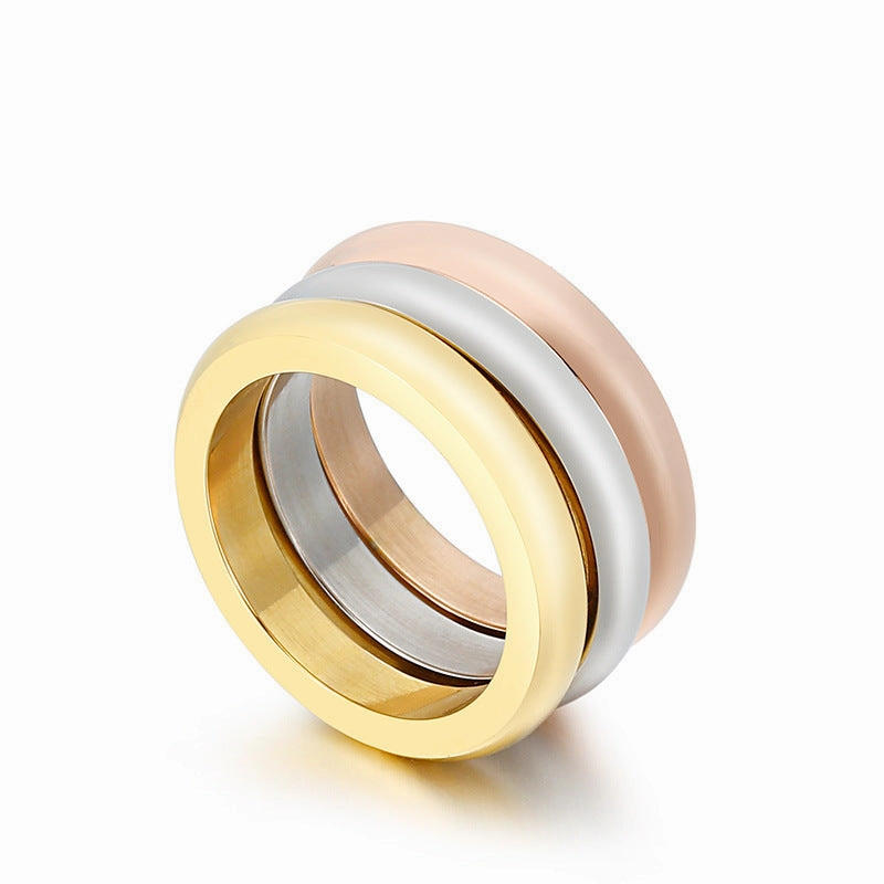 Wholesale Personalized Simple Polished Plain Ring Monochrome Stainless Steel Stacking Rings