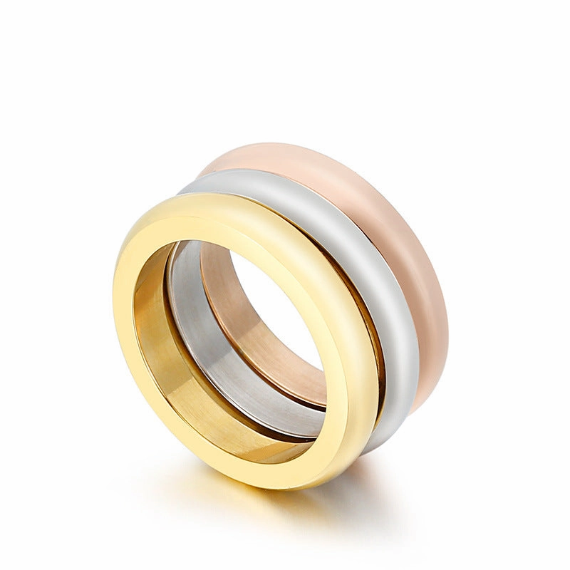 Wholesale Personalized Simple Polished Plain Ring Monochrome Stainless Steel Stacking Rings