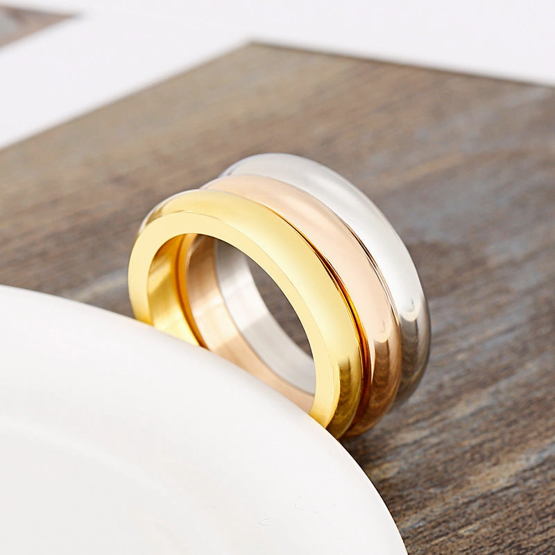 Wholesale Personalized Simple Polished Plain Ring Monochrome Stainless Steel Stacking Rings