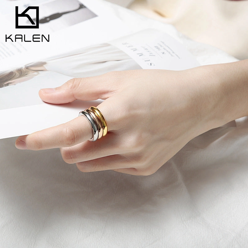Wholesale Personalized Simple Polished Plain Ring Monochrome Stainless Steel Stacking Rings