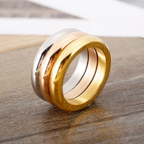 Wholesale Personalized Simple Polished Plain Ring Monochrome Stainless Steel Stacking Rings