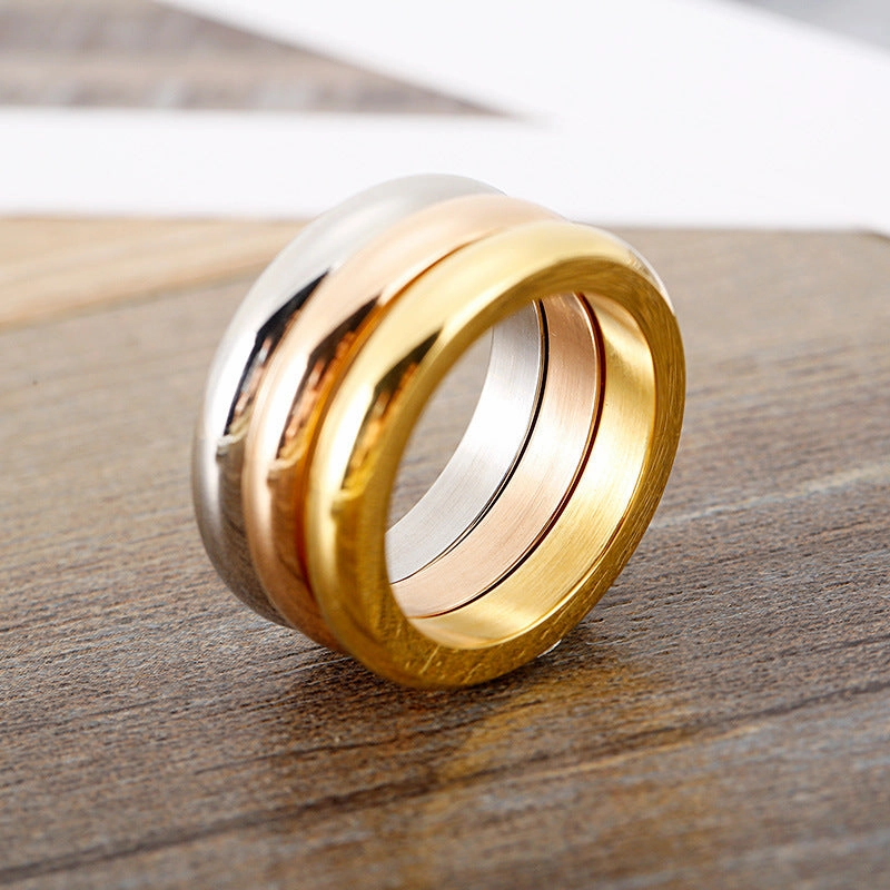 Wholesale Personalized Simple Polished Plain Ring Monochrome Stainless Steel Stacking Rings
