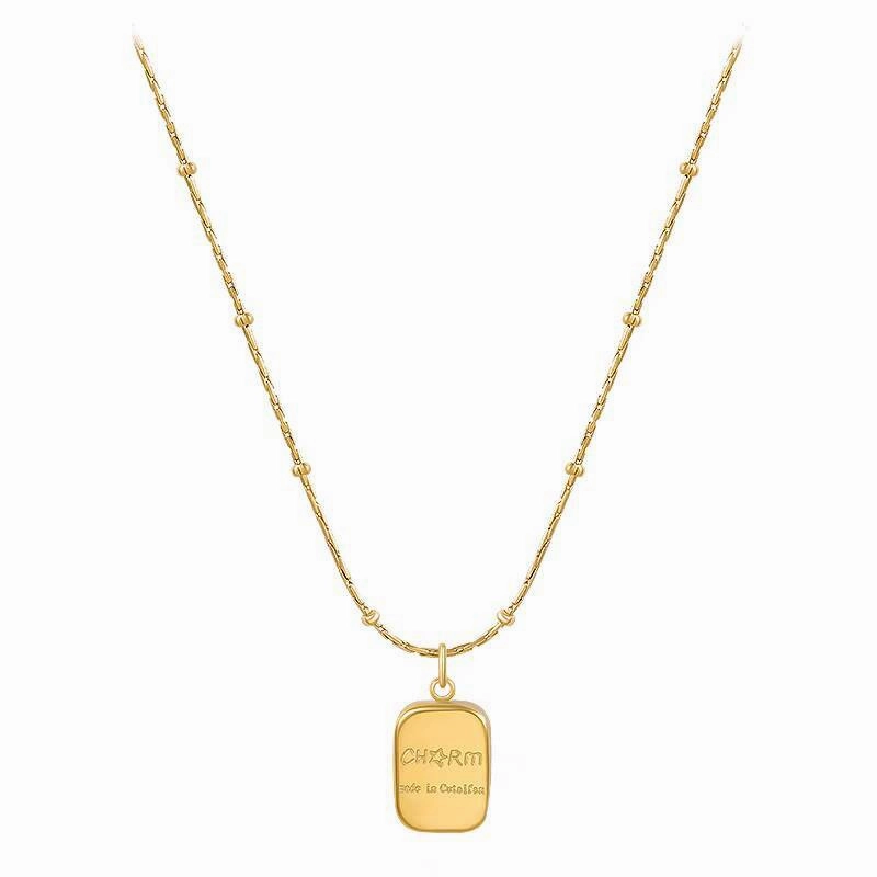 Wholesale Personalized square letter necklace titanium steel short sweater chain