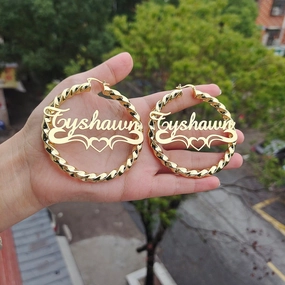 Wholesale Personalized stainless steel name thick thread earrings