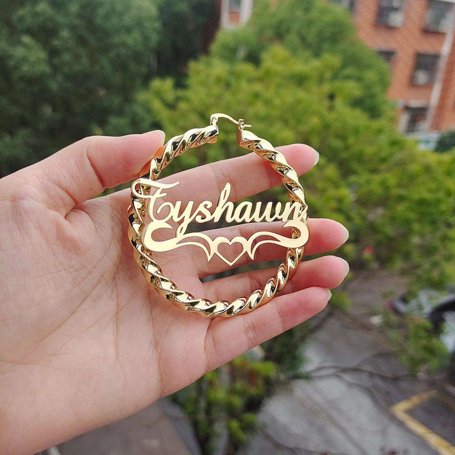 Wholesale Personalized stainless steel name thick thread earrings