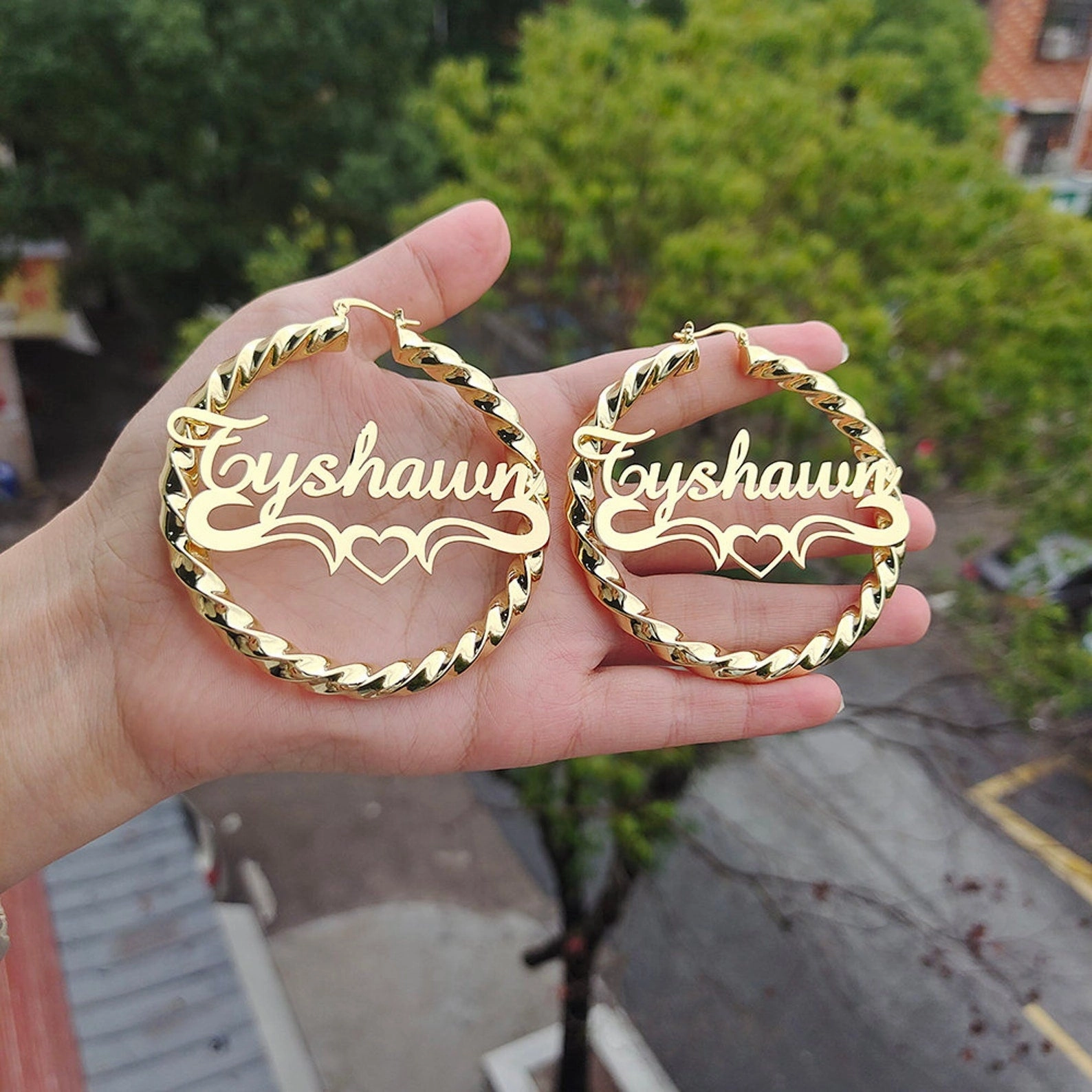 Wholesale Personalized stainless steel name thick thread earrings
